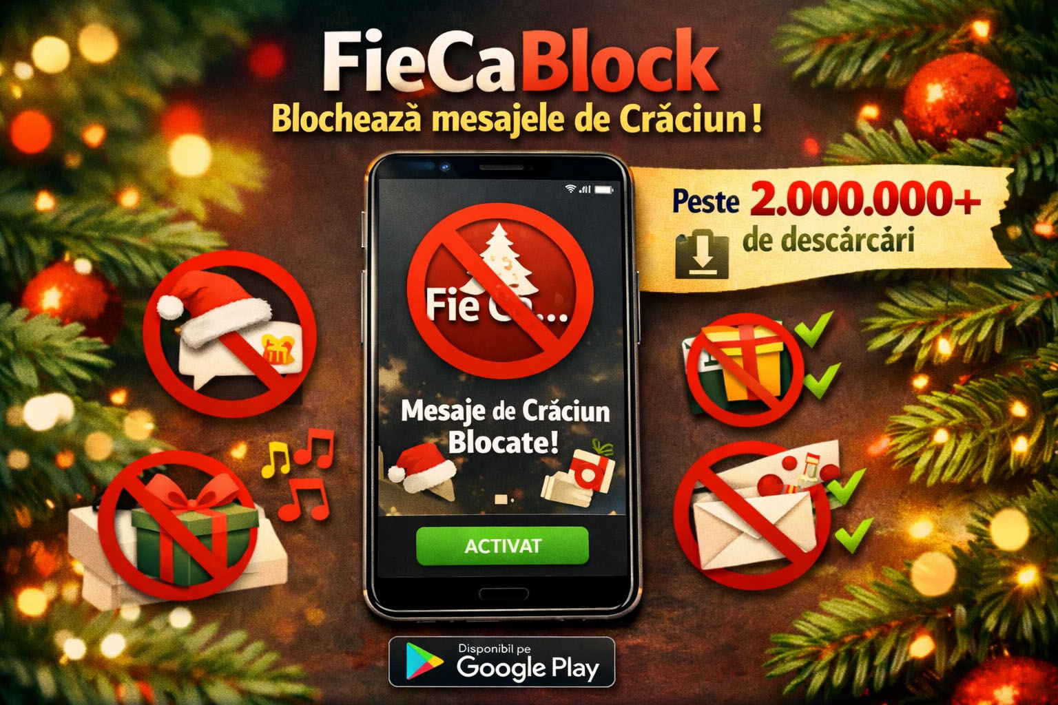 Aplicația care blochează mesajele de Crăciun, record de descărcări în Google Play