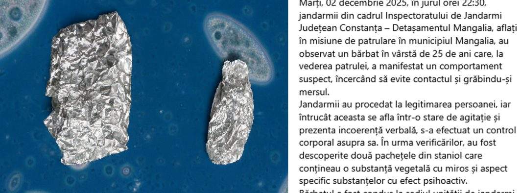 Jandarmeria Constanța şi-a luat microscop şi se laudă cu o captură de 0,0001 g de iarbă