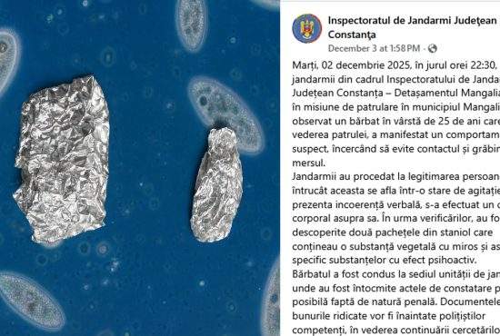Jandarmeria Constanța şi-a luat microscop şi se laudă cu o captură de 0,0001 g de iarbă