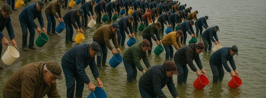 Baraj din Vaslui, golit în 2 ore după ce un glumeț a anunțat că pe fund e o sticlă de băutură