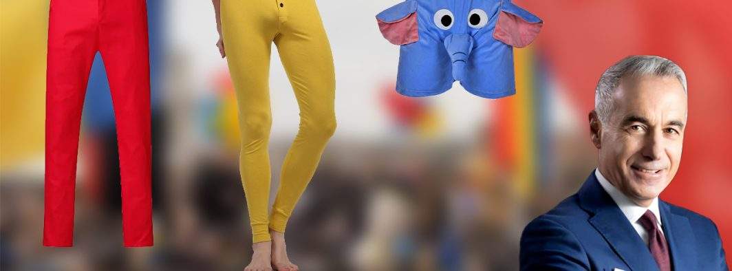 Georgescu, costum 100% patriotic la Alba Iulia: pantaloni roşii, izmene galbene şi chiloţi albaştri