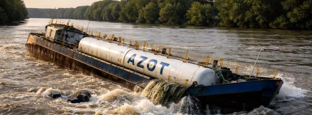 Dunărea are gust de Frutti Fresh după ce s-au scufundat în ea barje cu azot şi cu potasiu