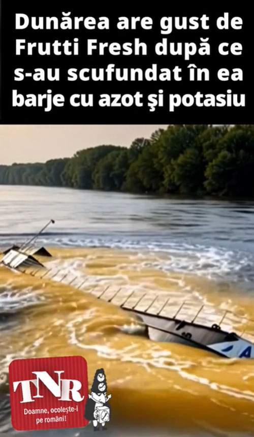 Dunărea are gust de Frutti Fresh după ce s-au scufundat în ea barje cu azot şi cu potasiu