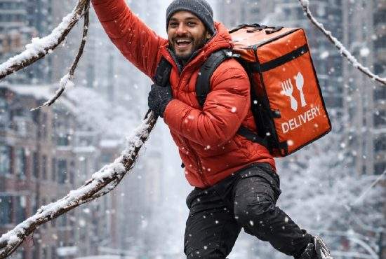 Pentru că nu pot circula cu bicicleta pe ghețuș, livratorii merg prin București din cracă în cracă