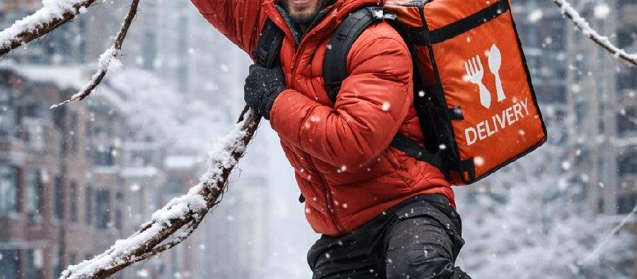 Pentru că nu pot circula cu bicicleta pe ghețuș, livratorii merg prin București din cracă în cracă