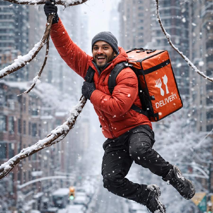 Pentru că nu pot circula cu bicicleta pe ghețuș, livratorii merg prin București din cracă în cracă