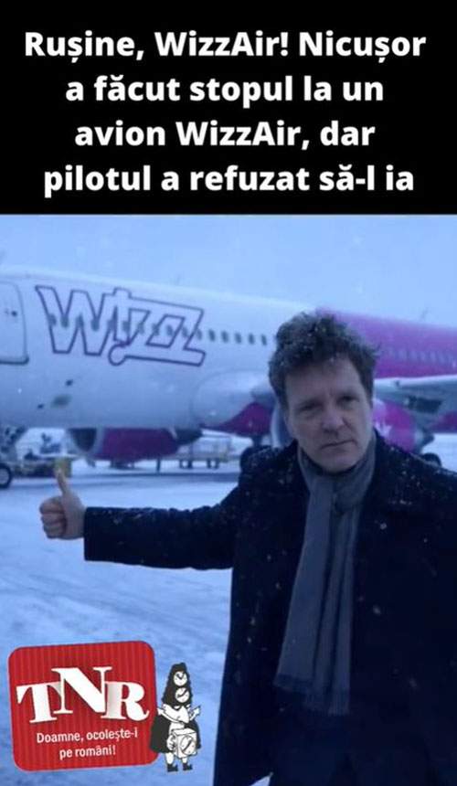 Rușine, WizzAir! Nicușor a făcut stopul la un avion WizzAir, dar pilotul a refuzat să-l ia