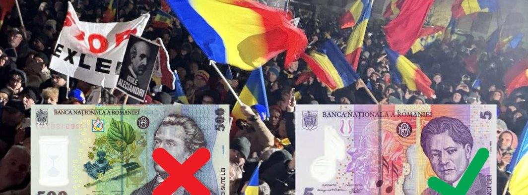 Țeapă! Protestatarii plătiți ai lui Simion au primit în loc de un Eminescu doar un Enescu