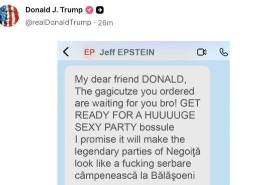 După mesaje de la Macron și Rute, Trump a postat și unul mai vechi de la Jeffrey Epstein