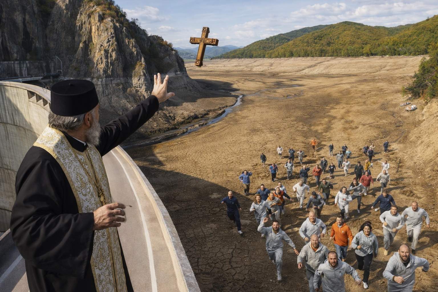 Să se bucure şi ei! Românii care nu ştiu să înoate au alergat după cruce în lacul Vidraru