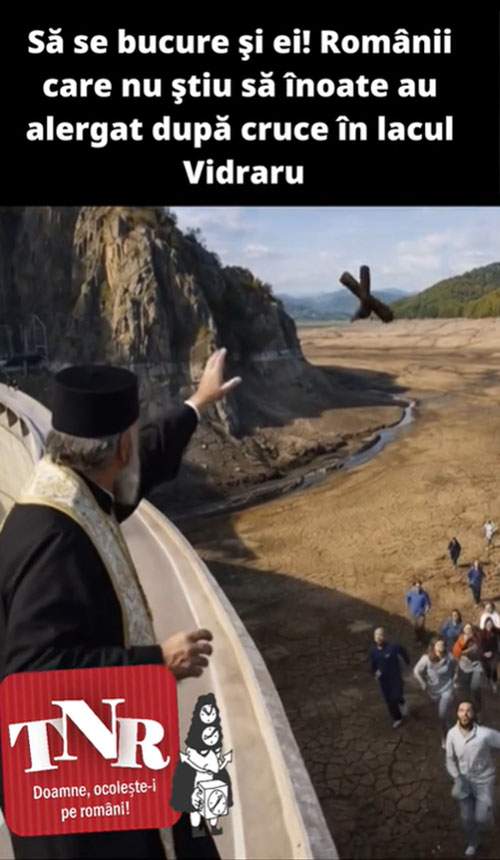 Să se bucure şi ei! Românii care nu ştiu să înoate au alergat după cruce în lacul Vidraru