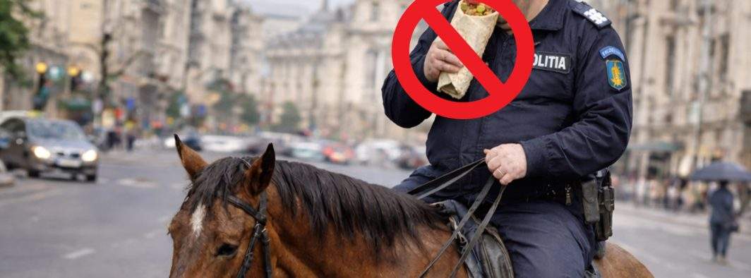 Poliţiştii călare nu mai au voie şaorma după ce mai mulţi cai s-au plâns de greutatea excesivă