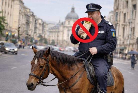Poliţiştii călare nu mai au voie şaorma după ce mai mulţi cai s-au plâns de greutatea excesivă