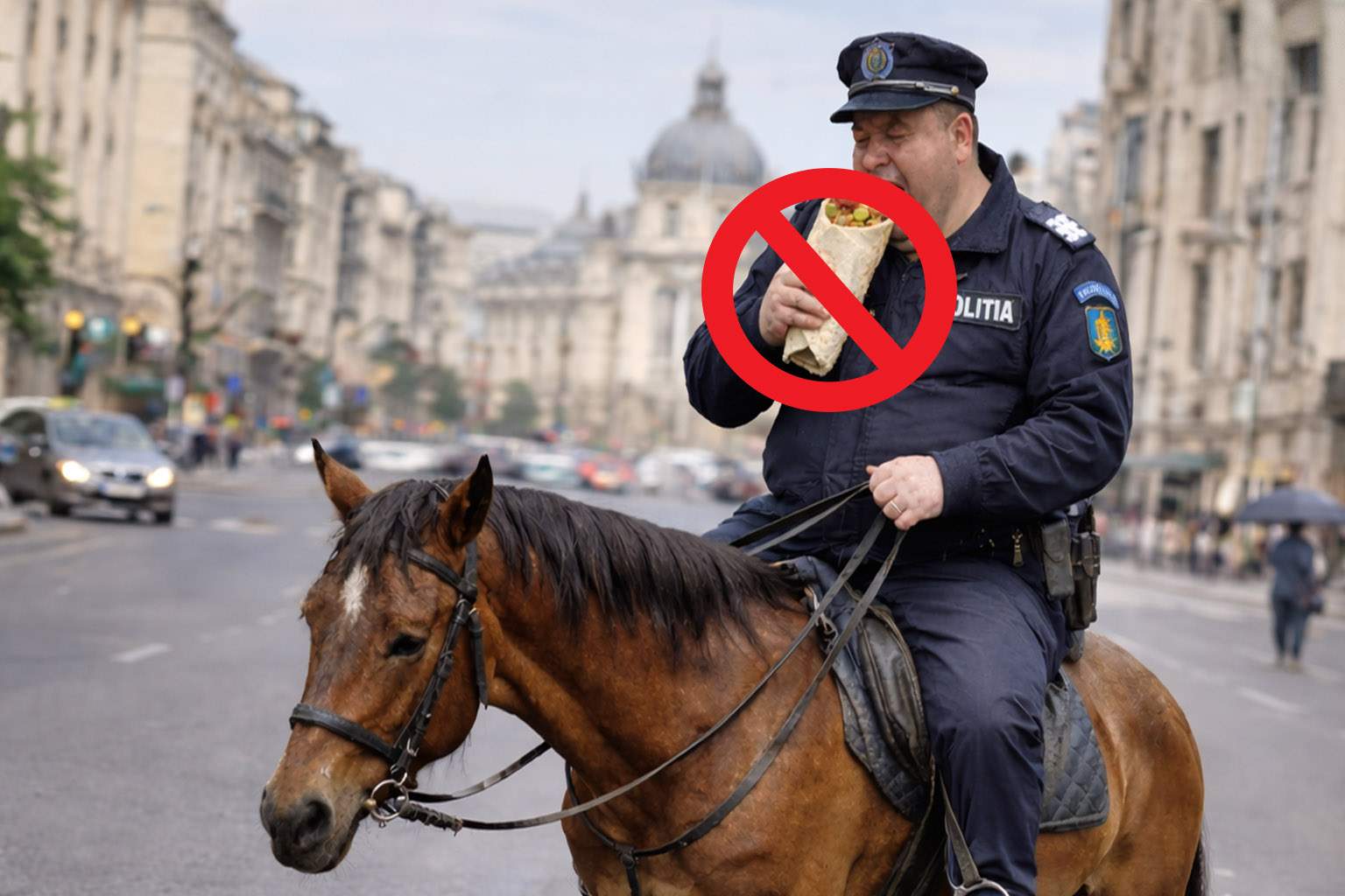 Poliţiştii călare nu mai au voie şaorma după ce mai mulţi cai s-au plâns de greutatea excesivă