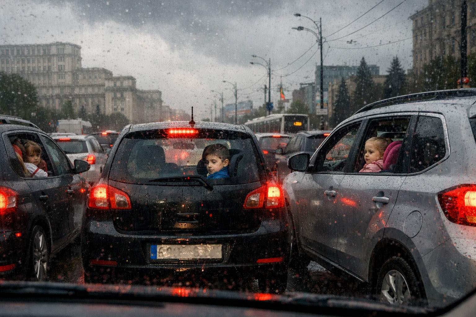 Sătui de traficul lejer, bucureştenii au hotărât să-şi ducă copiii la şcoală deşi e vacanţă