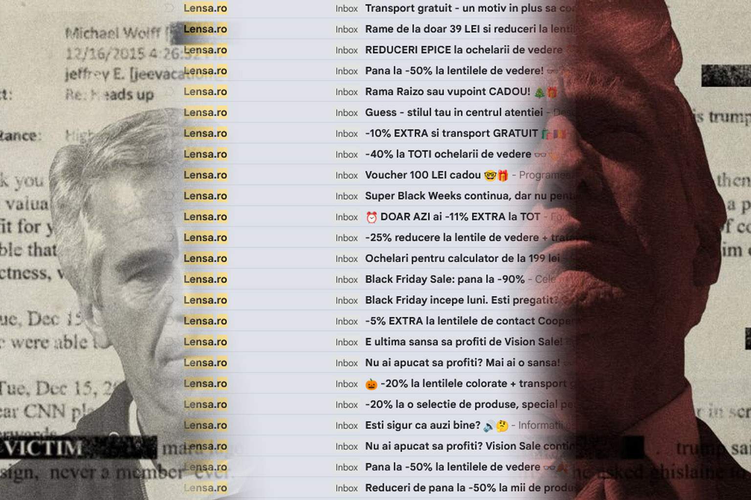 Nici miliardarii nu scapă: din 75.000 de mailuri ale lui Epstein, peste 50% erau spam de la Lensa