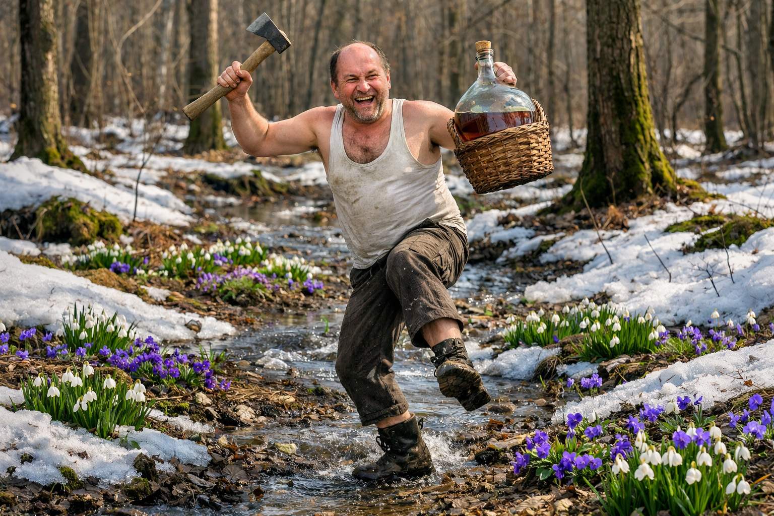 E primăvară şi la Vaslui! Un bărbat pe nume Ghiocel şi-a atacat vecinul cu un toporaş