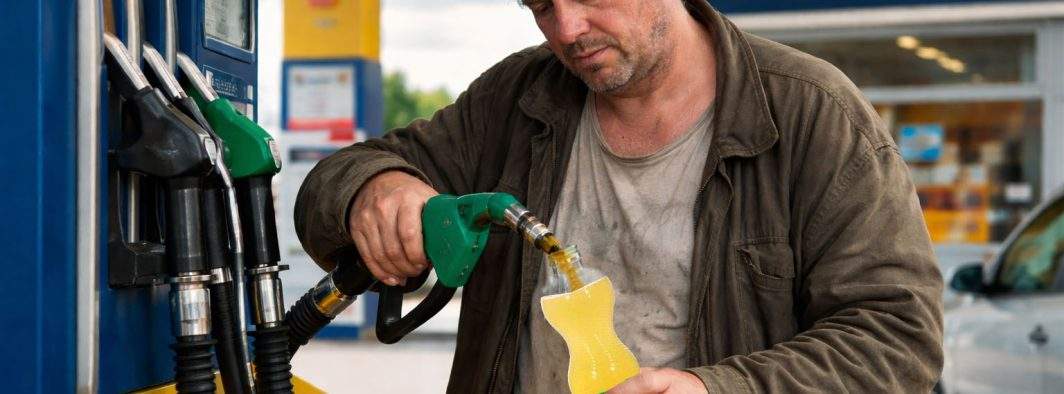 I se spune șeicul! Un bărbat din Mizil și-a făcut plinul la un pet de 0,5 litri