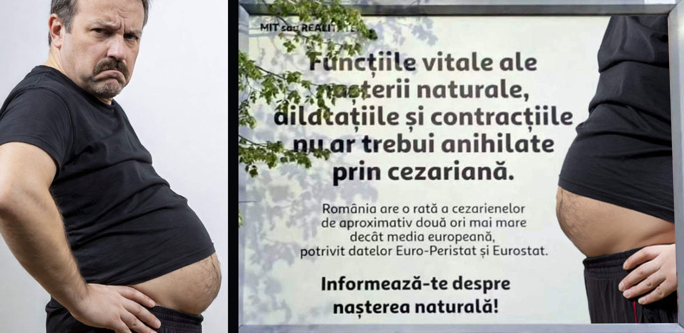 I-au furat imaginea! Cine e Marcel, bărbatul a cărui burtă de bere apare pe panourile anti-cezariană