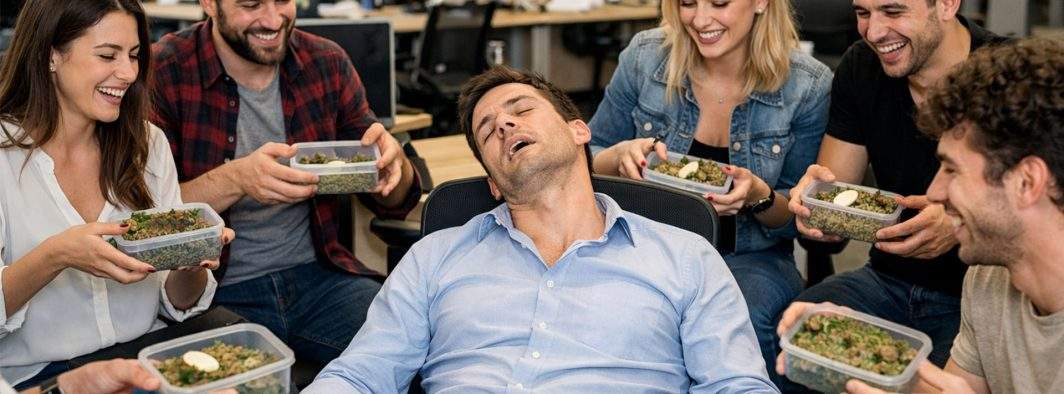 Vegan, dus la spital după ce 8 colegi de birou şi-au desfăcut caserolele cu drob