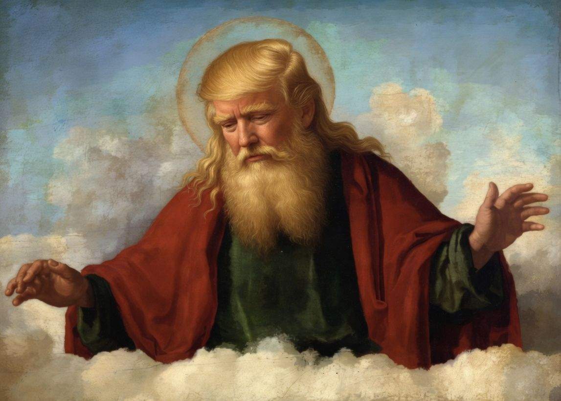 Trump a șters poza cu el în chip de Isus și a înlocuit-o cu una în care el e Dumnezeu