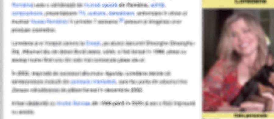 Loredana Groza și-a blurat pagina de Wikipedia ca să nu mai pară atât de bătrână