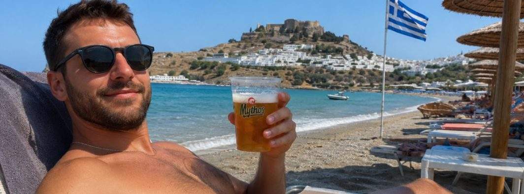 Inuman! Pe o plajă din Grecia e 50 € consumația minimă și 2 € berea și ești nevoit să bei 25