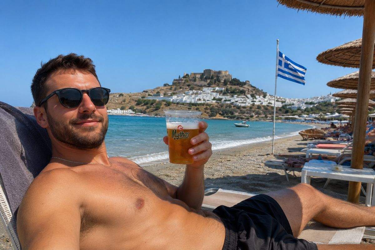 Inuman! Pe o plajă din Grecia e 50 € consumația minimă și 2 € berea și ești nevoit să bei 25