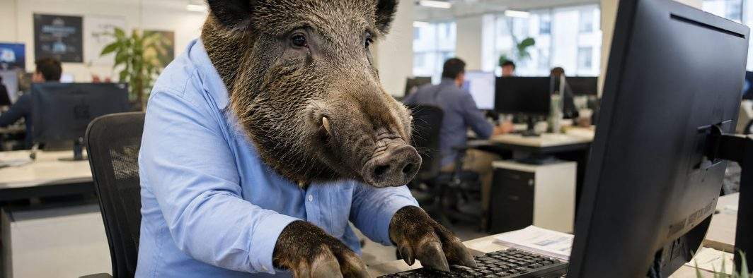 Mistreţul văzut ieri în Pipera a fost capturat şi acum e Junior Pig Officer la o multinaţională