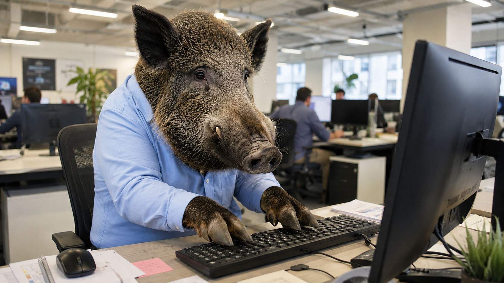 Mistreţul văzut ieri în Pipera a fost capturat şi acum e Junior Pig Officer la o multinaţională