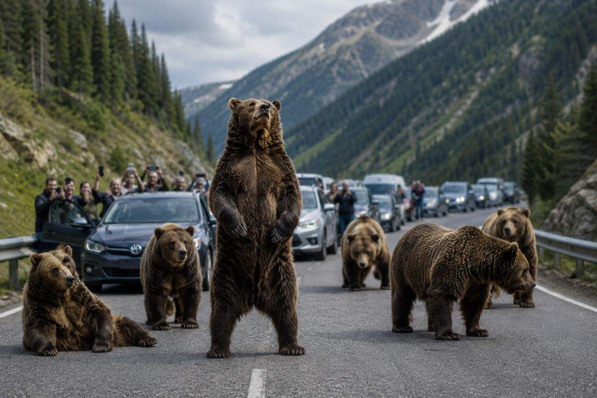 Urșii de pe Transfăgărășan au blocat șoseaua și cer pensii speciale ca să o deblocheze