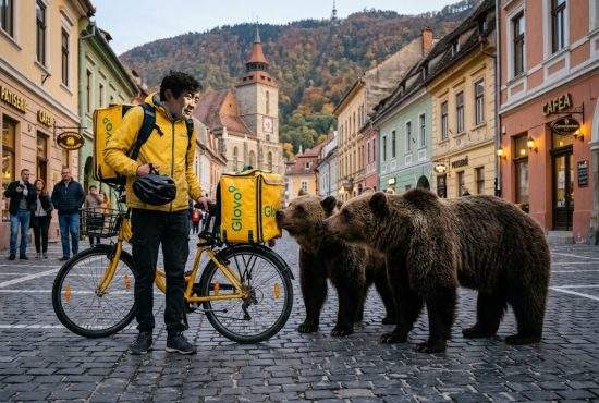 Nepalezii din Brașov, nevoiți să le dea urșilor jumătate din mâncarea livrată ca taxă de protecție