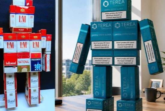 Revine moda! Un corporatist plictisit a făcut primul robot din pachete de Terea turcoaz