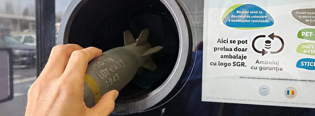 „Arăta ca o sticlă!” Un român a încercat să bage în aparatul SGR un obuz neexplodat din al Doilea Război Mondial