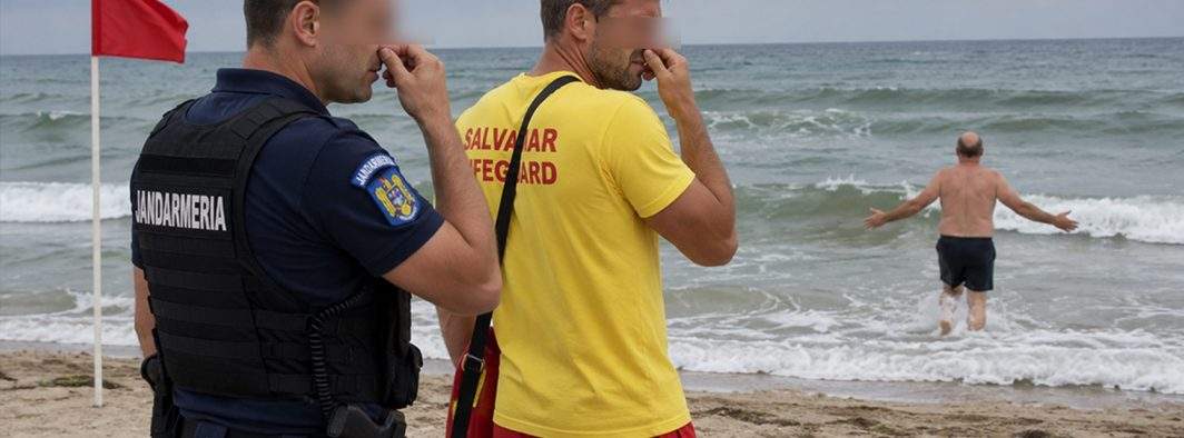 Gest uman! În ciuda steagului roşu, un om care puţea a fost lăsat să intre în mare să se spele