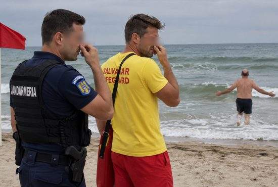 Gest uman! În ciuda steagului roşu, un om care puţea a fost lăsat să intre în mare să se spele