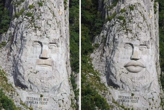 Intervenţii estetice pe Dunăre. Stânca cu chipul lui Decebal, înfrumuseţată cu 180 kg de botox