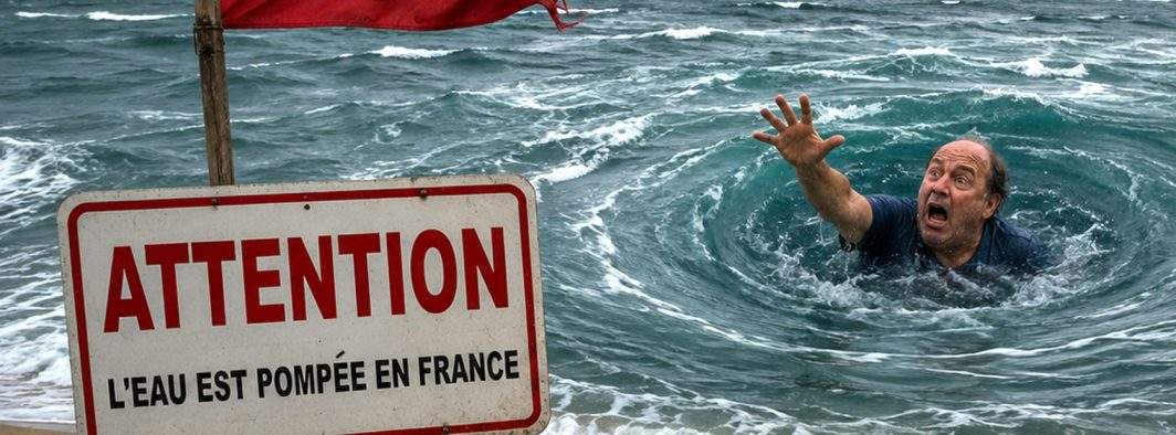 Un român care a ignorat steagul roşu a fost aspirat de pompa cu care ne fură francezii apa din mare