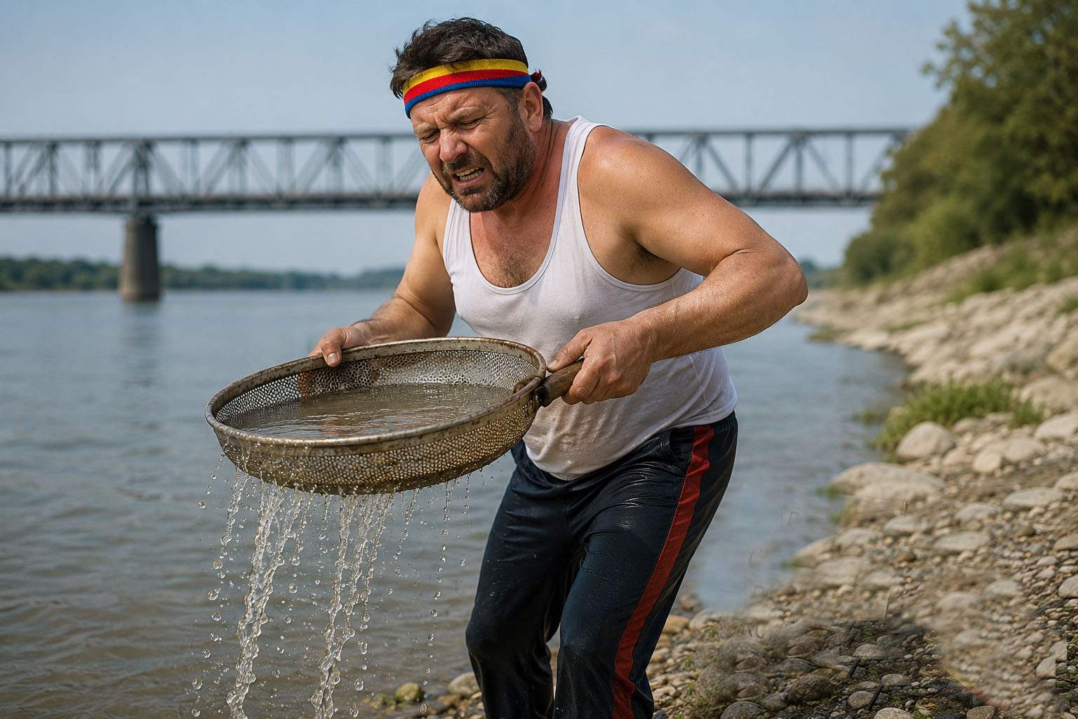 Ți se rupe inima! Mii de suveraniști se chinuie să umple Dunărea cărând apă cu ciurul