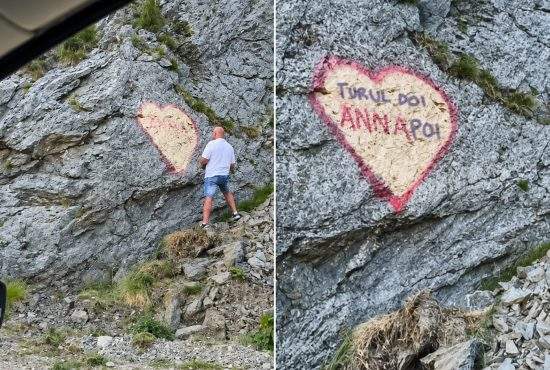 Bărbat, prins în timp ce vandaliza o stâncă. A apucat să scrie doar „Anna” din „Turul Doi Annapoi”