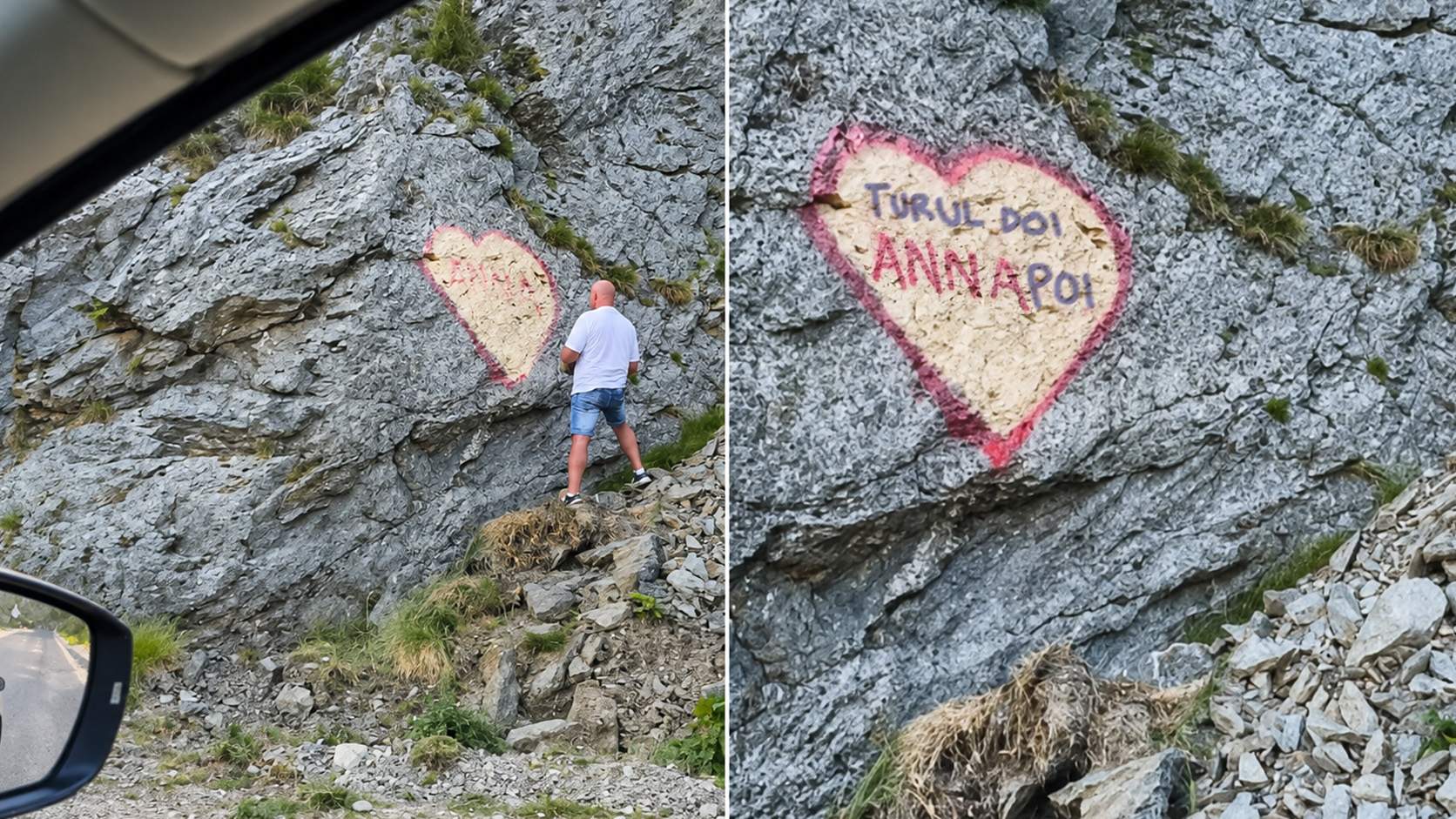 Bărbat, prins în timp ce vandaliza o stâncă. A apucat să scrie doar „Anna” din „Turul Doi Annapoi”