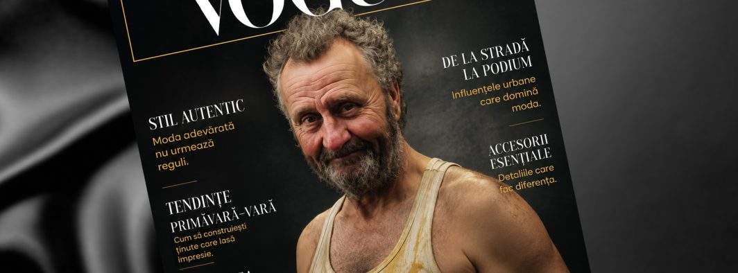 Revista Vogue, debut în forţă în România. Nea Costel apare pe copertă într-un elegant maiou pătat cu muştar