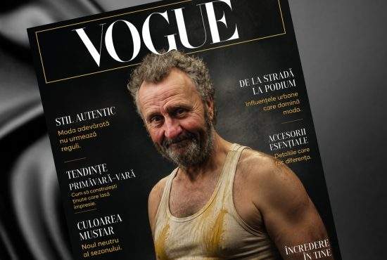 Revista Vogue, debut în forţă în România. Nea Costel apare pe copertă într-un elegant maiou pătat cu muştar