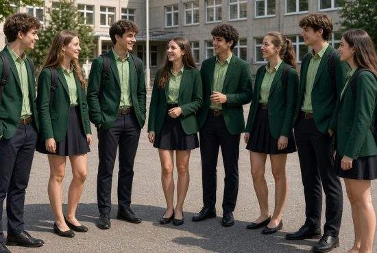 Uniforma devine obligatorie. Elevii de la liceul Mircea Vulcănescu au ales uniforme verzi cu centuri maro