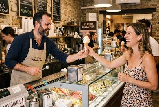 O gelaterie de pe Victoriei a recunoscut că scoate îngheţata din vafe de un leu de la Mega şi o vinde cu 15 lei