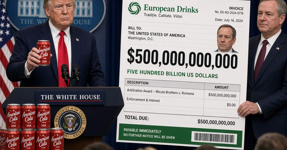 Trump a schimbat numele Coca Cola în American Cola și acum trebuie să dea 500 de miliarde de dolari fraților Micula