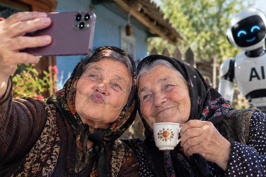 AI-ul ne distruge tradițiile! Mai avem doar două babe care își fac singure pozele pentru Bună Dimineața la Cafeluță