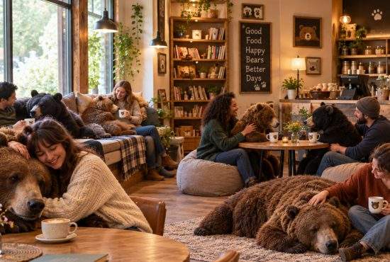 Inspirat de cafenelele cu pisici din Japonia, un braşovean a deschis prima cafenea cu urşi
