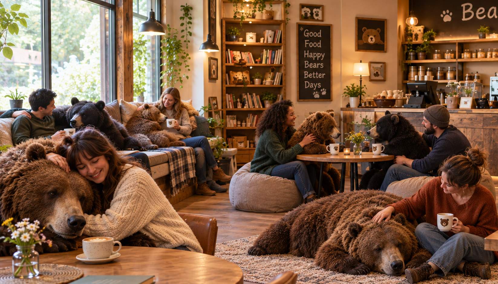 Inspirat de cafenelele cu pisici din Japonia, un braşovean a deschis prima cafenea cu urşi